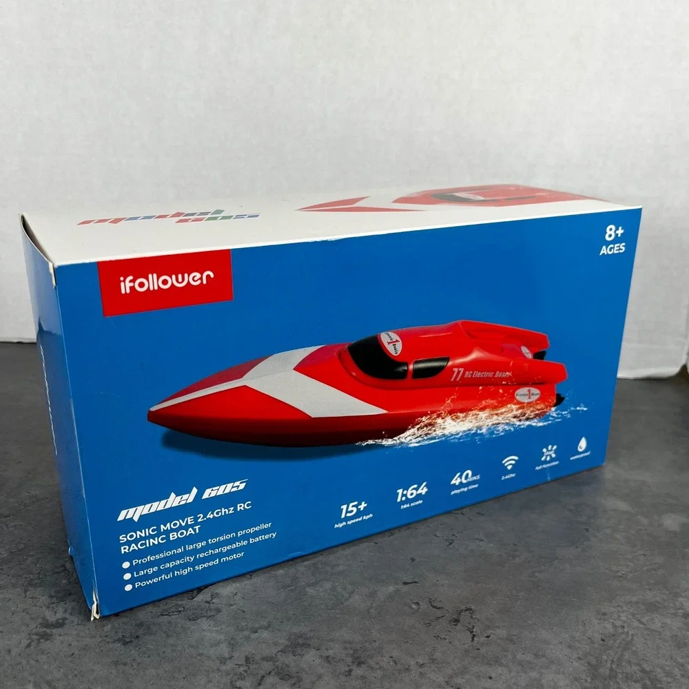 NEW iFollower Sonic Move 605 RC Racing Boat 2.4GHz Red 15+ High Speed Waterproof